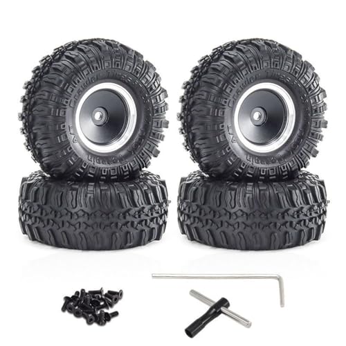 Gummireifen, 55 x 24 mm, Aluminium-Radnabe, RC, verbesserte Teile für 1/18 1/24 TRX4M SCX24 Crawler RC Kletterauto, 4 Stück Gummireifen, 55 x 24 mm, Aluminium-Radnabe, RC, verbesserte Teile für 1/18 1/24 TRX4M SCX24 Crawler RC Kletterauto, 4 Stück von ULIIK
