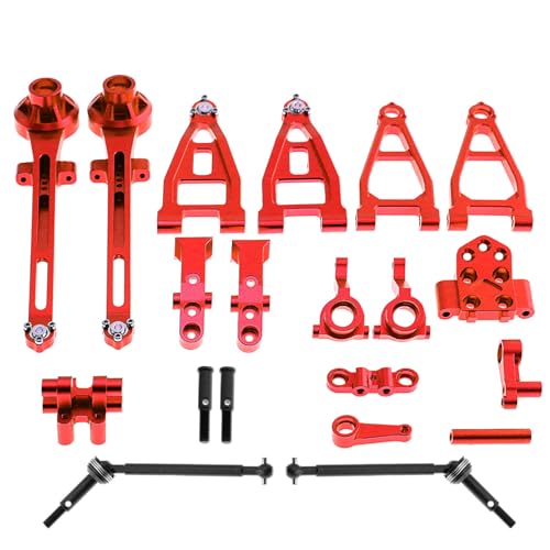 Lenkgruppe aus Aluminiumlegierung, Federungsarm, Stoßdämpferturm, Antriebswelle, RC-Upgrade-Teile-Set für Tamiya 1/10 2WD BBX BB01 RC Auto (rot) von ULIIK