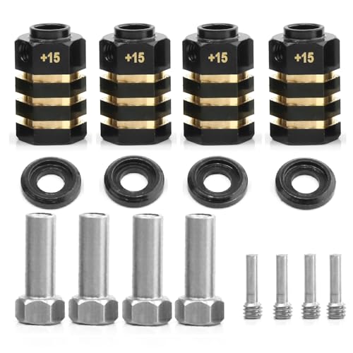 Messing 12 mm Rad-Sechskant-Adapter breit +3 mm/+5 mm/+10 mm/+15 mm RC-Upgrade-Teile für TRAXXAS TRX4 TRX6 Crawler RC Car (+15 mm) von ULIIK