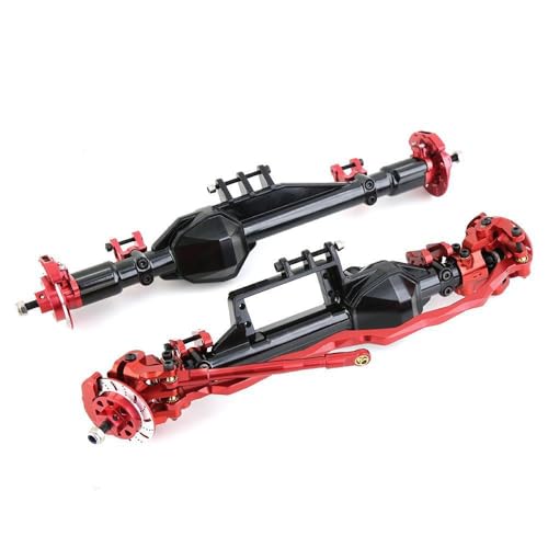 Metal Front Rear Bridge Axle Assembly RC Upgraded Parts for Axial RBX10 Ryft Crawler RC Car (Front + Rear Black-Red) von ULIIK