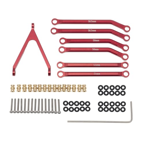 Metal High Clearance Chassis Pull Rod Set RC Upgraded Parts for AXIAL 1/24 SCX24 AXI00001 C10 AXI00002 JLU AXI00006 Ford Bronco RC Car (Red) von ULIIK
