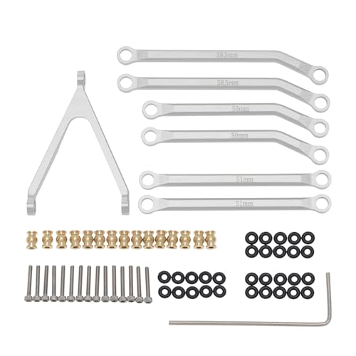 Metal High Clearance Chassis Pull Rod Set RC Upgraded Parts for AXIAL 1/24 SCX24 AXI00001 C10 AXI00002 JLU AXI00006 Ford Bronco RC Car (Silber) von ULIIK