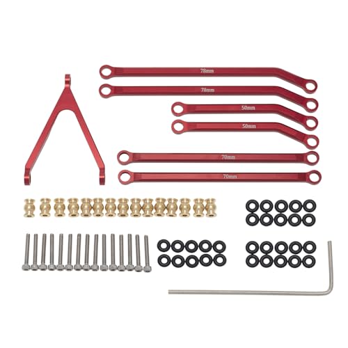 Metal High Clearance Chassis Pull Rod Set RC Upgraded Parts for AXIAL 1/24 SCX24 AXI00005 Crawler RC Car (Red) von ULIIK