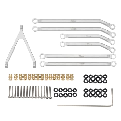Metal High Clearance Chassis Pull Rod Set RC Upgraded Parts for AXIAL 1/24 SCX24 AXI00005 Crawler RC Car (Silver) von ULIIK