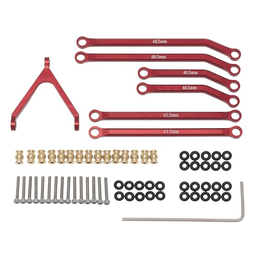 Metal High Clearance Chassis Pull Rod Set RC Upgraded Parts for AXIAL 1/24 SCX24 AXI90081 Deadbolt AXI00004 B17 RC Car (Red) von ULIIK