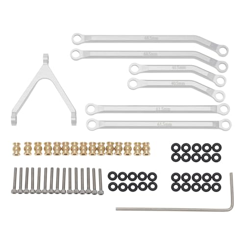 Metal High Clearance Chassis Pull Rod Set RC Upgraded Parts for AXIAL 1/24 SCX24 AXI90081 Deadbolt AXI00004 B17 RC Car (Silver) von ULIIK