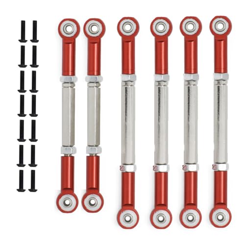 Metal Linkage Spurstange Zugstange Set RC Upgrade Teile für 1/10 ECX 2WD Ruckus, Axe, Brutus, Circuit, AMP MT, AMP DB, AMP Crush, K&N Torment RC Car (Rot) von ULIIK