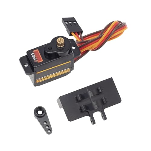 Metal Steering Gear Servo with Servo Horn Servo Seat for Axial SCX24 Gladiator Bronco C10 JLU Deadbolt B17 RC Car (Black) von ULIIK