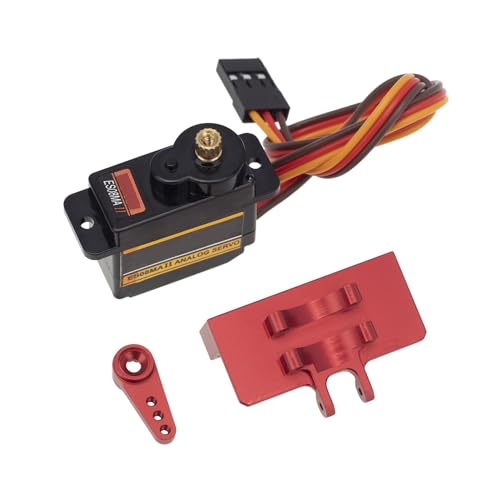 Metal Steering Gear Servo with Servo Horn Servo Seat for Axial SCX24 Gladiator Bronco C10 JLU Deadbolt B17 RC Car (Red) von ULIIK