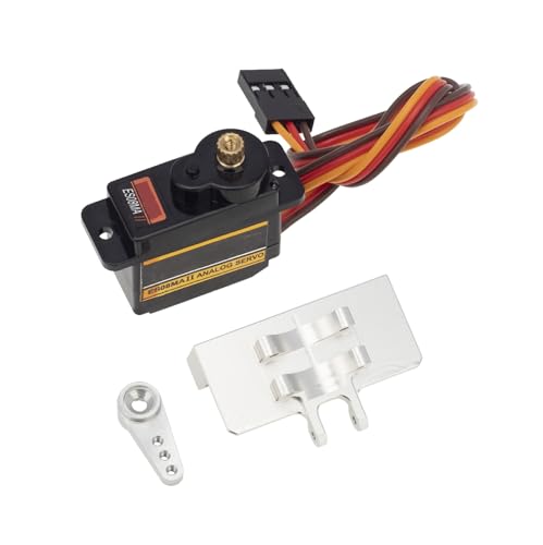 Metal Steering Gear Servo with Servo Horn Servo Seat for Axial SCX24 Gladiator Bronco C10 JLU Deadbolt B17 RC Car (Silver) von ULIIK