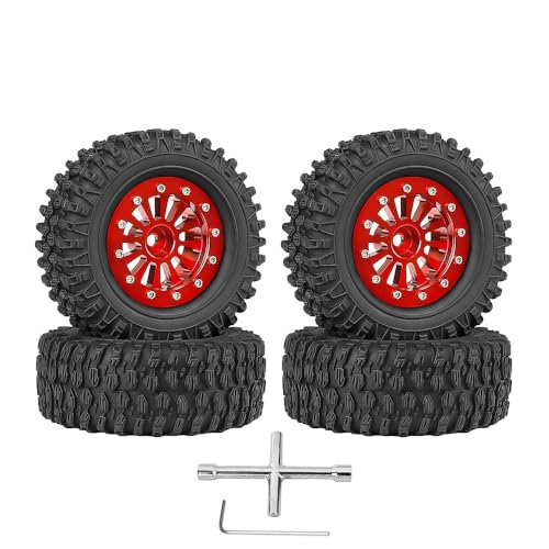 Metall-Radnabe, RC-Reifen, 65 x 25 mm, RC-Ersatzteile für TRAXXAS 1/18 TRX4M RC Crawler RC Auto, Rot, 4 Stück von ULIIK