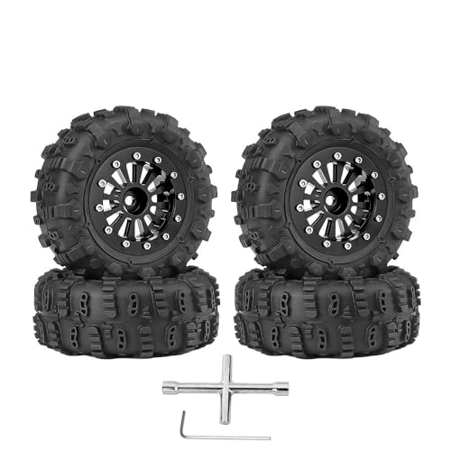 Metall-Radnabe, RC-Reifen, 65 x 25 mm, RC-Ersatzteile für TRAXXAS 1/18 TRX4M RC Crawler RC Auto (schwarz), 4 Stück von ULIIK