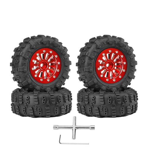 Metall-Radnabe, RC-Reifen, 65 x 25 mm, RC-Ersatzteile für TRAXXAS 1/18 TRX4M RC Crawler RC Car (rot), 4 Stück von ULIIK