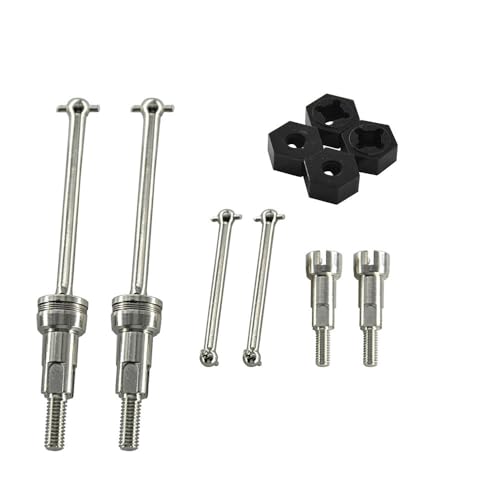 Metall Vorne und Hinten Antriebswelle Set mit Hex Adapter RC Upgrade Teile für ARRMA 1/14 Mojave GROM Brushless Brushed RC Car (Silber-Schwarz) von ULIIK