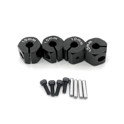 Metall breiter + 10 mm/+11 mm/+12 mm Rad-Sechskant-Adapter, Größe 12 mm, mit Schloss, RC-Ersatzteile für ferngesteuerte Autos (+10 mm schwarz) von ULIIK