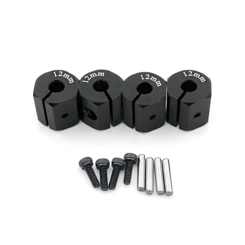 Metall breiter +10 mm/+11 mm/+12 mm Rad-Sechskant-Adapter, Größe 12 mm, mit Schloss, RC-Ersatzteile für ferngesteuerte Autos (+12 mm schwarz) von ULIIK