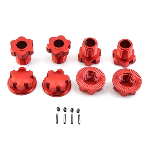 Rad-Sechskant-Adapter aus Aluminiumlegierung, 17 mm, # 8654, RC-Upgrade-Teile für Traxxas Maxx Schlitten E-Revo 2.0 VXl RC Auto (rot) von ULIIK