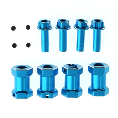 Rad-Sechskant-Adapter aus Aluminiumlegierung, versetzt, 20 mm, für 12 mm Nabe, RC, verbesserte Teile für 1/10 Crawler RC Auto, Blau, 4 Stück von ULIIK