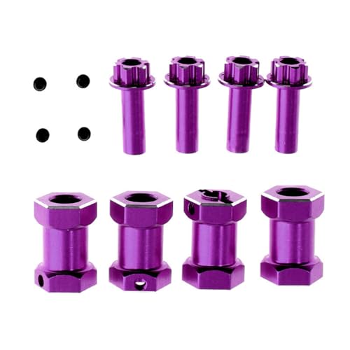 Rad-Sechskant-Adapter aus Aluminiumlegierung, versetzt, 20 mm, für 12 mm Nabe, RC, verbesserte Teile für 1/10 Crawler RC Auto, Violett, 4 Stück von ULIIK