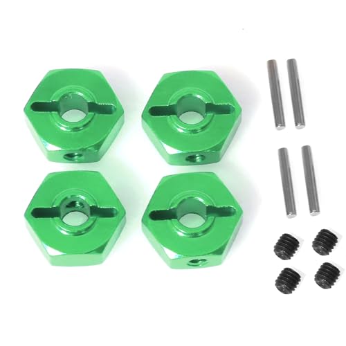 Radnaben-Sechskant-Adapter aus Aluminiumlegierung, 12 mm, RC, verbesserte Teile für LOSI 1/18 Mini LMT 4X4 gebürsteter Monstertruck RTR-LOS01026 RC Auto (grün) von ULIIK
