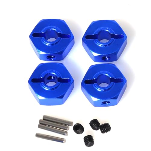Radnaben-Sechskant-Adapter aus Aluminiumlegierung, 12 mm, RC verbesserte Teile für LOSI 1/18 Mini LMT 4X4 gebürsteter Monstertruck RTR-LOS01026 RC Auto (blau) von ULIIK