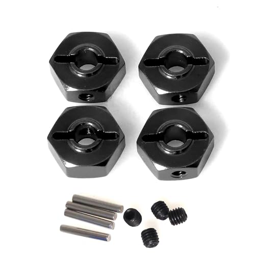 Radnaben-Sechskant-Adapter aus Aluminiumlegierung, 12 mm, RC verbesserte Teile für LOSI 1/18 Mini LMT 4X4 gebürsteter Monstertruck RTR-LOS01026 RC Auto (schwarz) von ULIIK