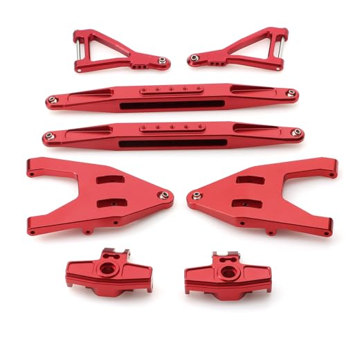 Radsitz-Set aus Aluminiumlegierung, vorne und hinten, RC-Upgrade-Teile für 1/10 UD1002 UD1002SE SG1002 Short Course Truck Off-Road RC Car (rot) von ULIIK