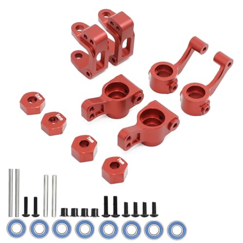 Radsitz-Set aus Aluminiumlegierung mit Sechskant-Adapter, RC-Upgrade-Teile für 1/10 ECX 2WD Ruckus, Axe, Brutus, Circuit, AMP MT, AMP DB, AMP Crush, K&N Torment RC Car (rot) von ULIIK