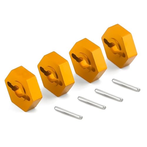 Sechskant-Radnabenadapter aus Aluminiumlegierung, RC, verbesserte Teile für Traxxas 1/16 E-Revo Slash 4WD Summit RC Auto (Golden) von ULIIK