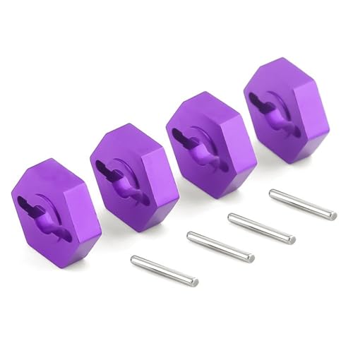 Sechskant-Radnabenadapter aus Aluminiumlegierung, RC, verbesserte Teile für Traxxas 1/16 E-Revo Slash 4WD Summit RC Auto (lila) von ULIIK