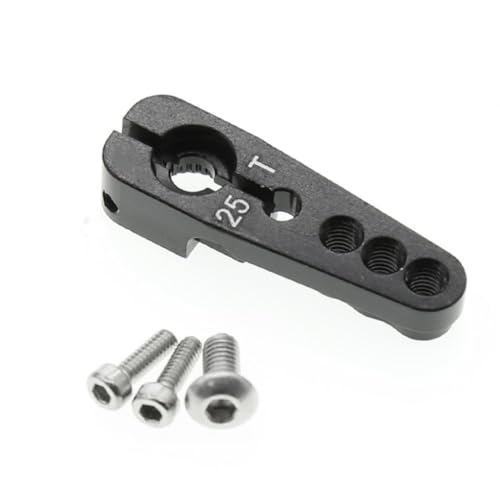 Servohorn aus Aluminiumlegierung, 3-Loch, 25T, 12 mm, 16 mm, 20 mm, RC verbesserte Teile für ferngesteuertes Auto-Servo (schwarz) von ULIIK