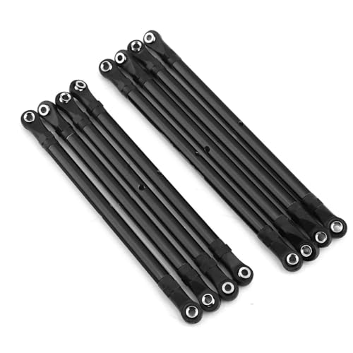 Spurstangen-Zugstangen-Set aus Aluminiumlegierung, RC-Upgrade-Teile für Axial SCX10 1/10 313 mm Radstand Crawler RC Auto (schwarz) von ULIIK