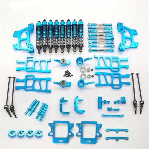 Stoßdämpfer aus Aluminiumlegierung, Stoßdämpfer, Querlenker, Zugstange, Antriebswelle, Lenkgruppe, RC, verbessertes Teile-Set für HSP 94111 RC Auto (blau) von ULIIK