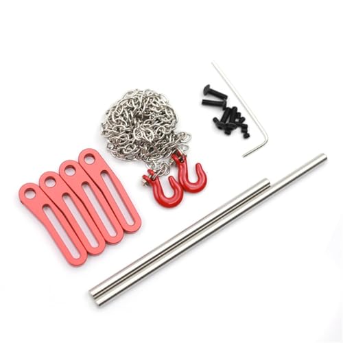 Verstellbare Front- und Heckstoßstange aus Aluminiumlegierung mit Haken, RC DIY-Teile für SCX10 TRX4 LCG 1/10 Crawler Climbing RC Car (rot) von ULIIK