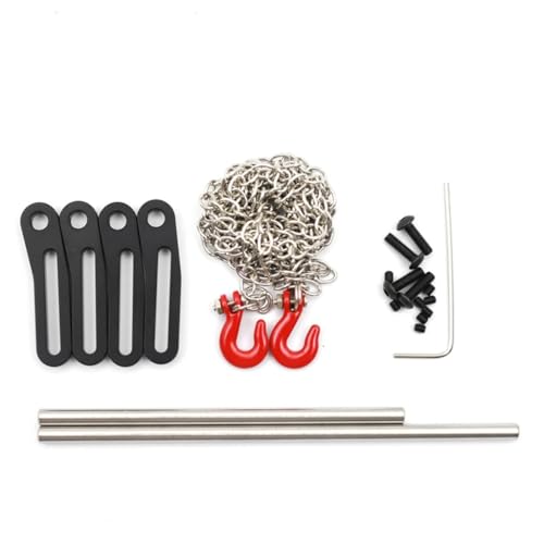Verstellbare Front- und Heckstoßstange aus Aluminiumlegierung mit Haken, RC DIY-Teile für SCX10 TRX4 LCG 1/10 Crawler Climbing RC Car (schwarz) von ULIIK