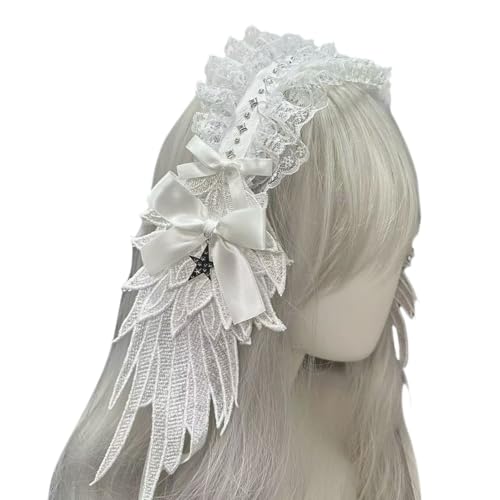 ULIJTH Anime Maid Bowknot Headwrap Angelic Wing Spitzenstirnband Für Halloween Party Cosplay Kostüm Haarzubehör Für Nachtveranstaltung ULIJTH Anime Maid Bowknot Headwrap Angelic Wing Spitzenstirnband Für Halloween Party Cosplay Kostüm Haarzubehör Für Nachtveranstaltung von ULIJTH