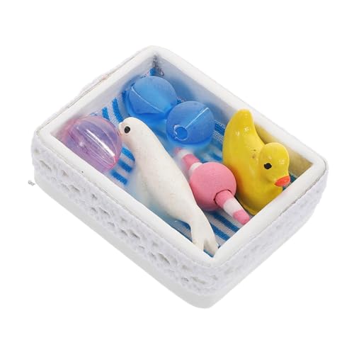 ULIJTH Elegante Bade-Aufbewahrungsbox mit Spitzenbesatz, Maßstab 1:12, Miniatur-Puppenhaus-Zubehör, kreative Fähigkeitsentwicklung, pädagogisches Holzhaus, Badezimmer-Zubehör von ULIJTH