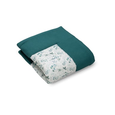 ULLENBOOM Krabbeldecke Waffelpique Motiv Eukalyptus-Petrol 120x120cm von Ullenboom
