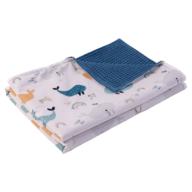 Ullenboom Babydecke Waffelpique Blau Wale 70x100 cm von ULLENBOOM