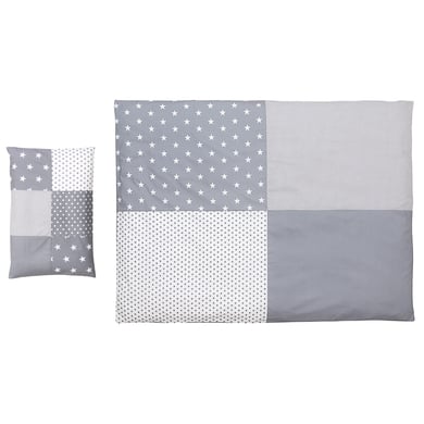 Ullenboom Kinder Bettwäsche-Set Graue Sterne 135 x 100 cm + 40 x 60 cm von Ullenboom