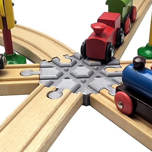 ULROAD 2 Stück Holzschienen Adapter Weiche Kreuzung Verbinder passend kompatibel für Thomas - Brio - IKEA Holzschienen Schienen T Stück (6 Wege) von ULROAD