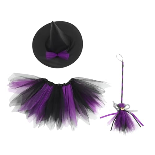 ULTECHNOVO 1 Satz Halloween Hexenkostüm für Teiliges Set mit Rock Besen und Hut für Halloween Feiern und Cosplay Hochwertiges Material Langlebig und Komfortabel Vielseitig Einsetzbar für von ULTECHNOVO