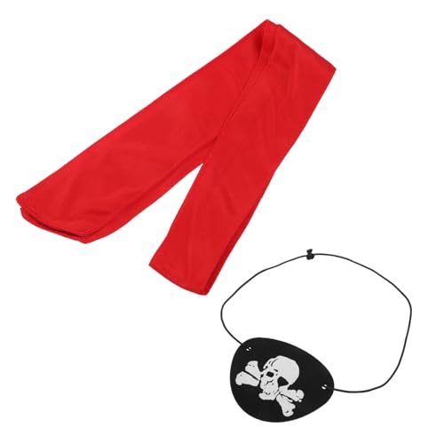 ULTECHNOVO 1 Satz Piratenkostüm Zubehör Rotes Kopftuch Augenklappe für Herren und Damen für Halloween Karneval und Piratenpartys Hochwertige Kostümparts für Unvergessliche Auftritte von ULTECHNOVO