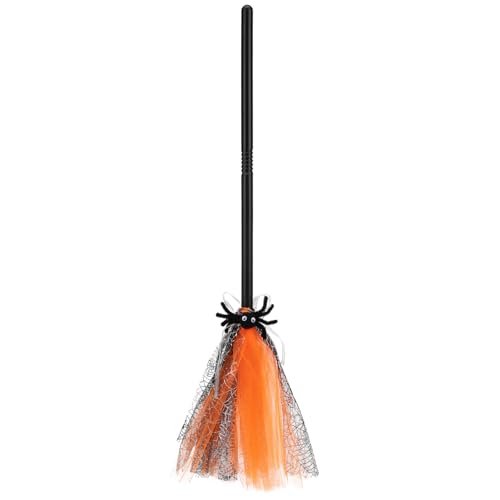 ULTECHNOVO 1 Stück Halloween-Hexenbesen Aus Kunststoff Requisiten Für Halloween-Cosplay-Kostüme Dekorationszubehör Für Halloween-Maskenball-Kostüme 76 2 cm (Orange) von ULTECHNOVO