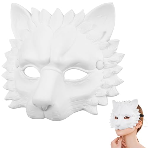 ULTECHNOVO 1 Stück Halloween-Tiermaske 3D-Löwenmaske Für Halloween Ostern Karneval Maskerade Kostümparty Cosplay-Requisiten Verstellbares Kopfband (Weiß) von ULTECHNOVO