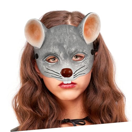 ULTECHNOVO 1 Stück Mausmaske für Halloween Karneval Kostümpartys Erwachsenen und Gesichtsabdeckung aus PU Schaum Hellgrau für Kreative Verkleidungen und Maskeraden von ULTECHNOVO