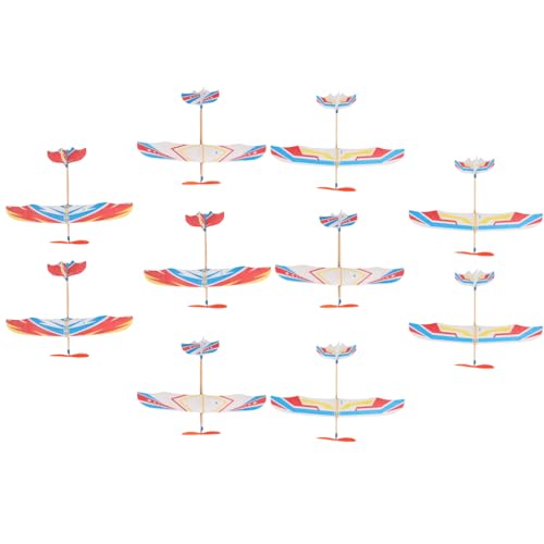 ULTECHNOVO 10 Stück Holzflugzeug-Segelflugzeuge Für Kinder Flugzeugmodell Mit Gummibandantrieb Wurfflugzeug Flugspielzeug Für Outdoor-Sport Lustige Geburtstagsparty Gastgeschenk von ULTECHNOVO