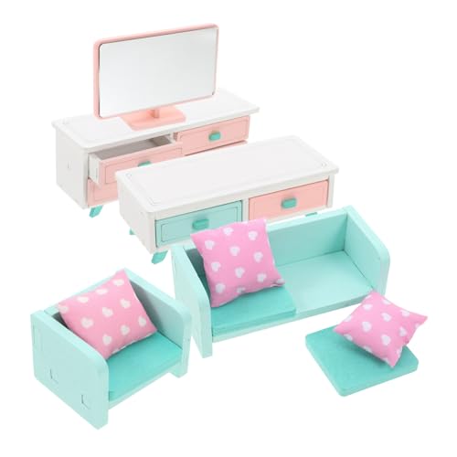 ULTECHNOVO 10 Stück Puppenhausmöbel tv Schrank Miniatur-Puppenhauszubehör Dollhouse Decor Miniatur-Puppenstubensofa Puppenhaus-Szenerie-Requisiten kleines puppenhaus zubehör hölzern von ULTECHNOVO