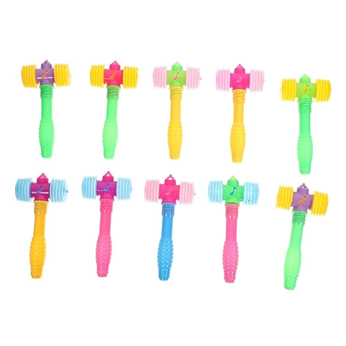 ULTECHNOVO 10 Stück Teiliges Buntes Quietschhammer aus Kunststoff Leichter Hammerspielzeug mit Sound Interaktives Lernspielzeug für Kleinkinder Fördert und Auditive Wahrnehmung von ULTECHNOVO