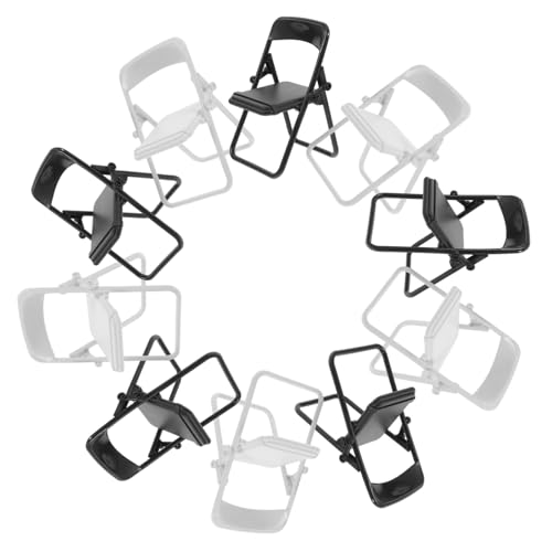 ULTECHNOVO 10 Stück Teiliges Mini Klappstuhl Handyhalter Faltbarer Leichter Puppenhausstuhl Schwarz und Weiß Platzsparend Vielseitig für Büro Zuhause Reise und Puppenhausdekoration von ULTECHNOVO